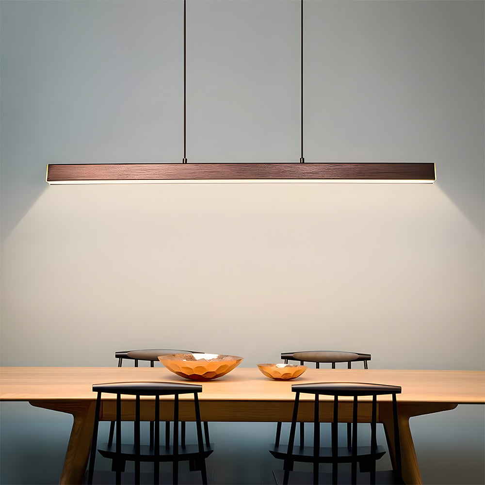 Linear Metal LED Fixture 47 in Black Kitchen Island Overhead Bar Lamp Slim Profile Adjustable Drop Modern Minimalist Style for Dining Room W