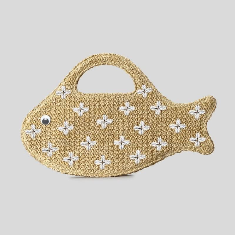 SEAFLARE – Fish Shape Raffia Clutch Bag