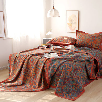 Elegant Reversible Cotton Quilt with Petal Flower Pattern for All Seasons