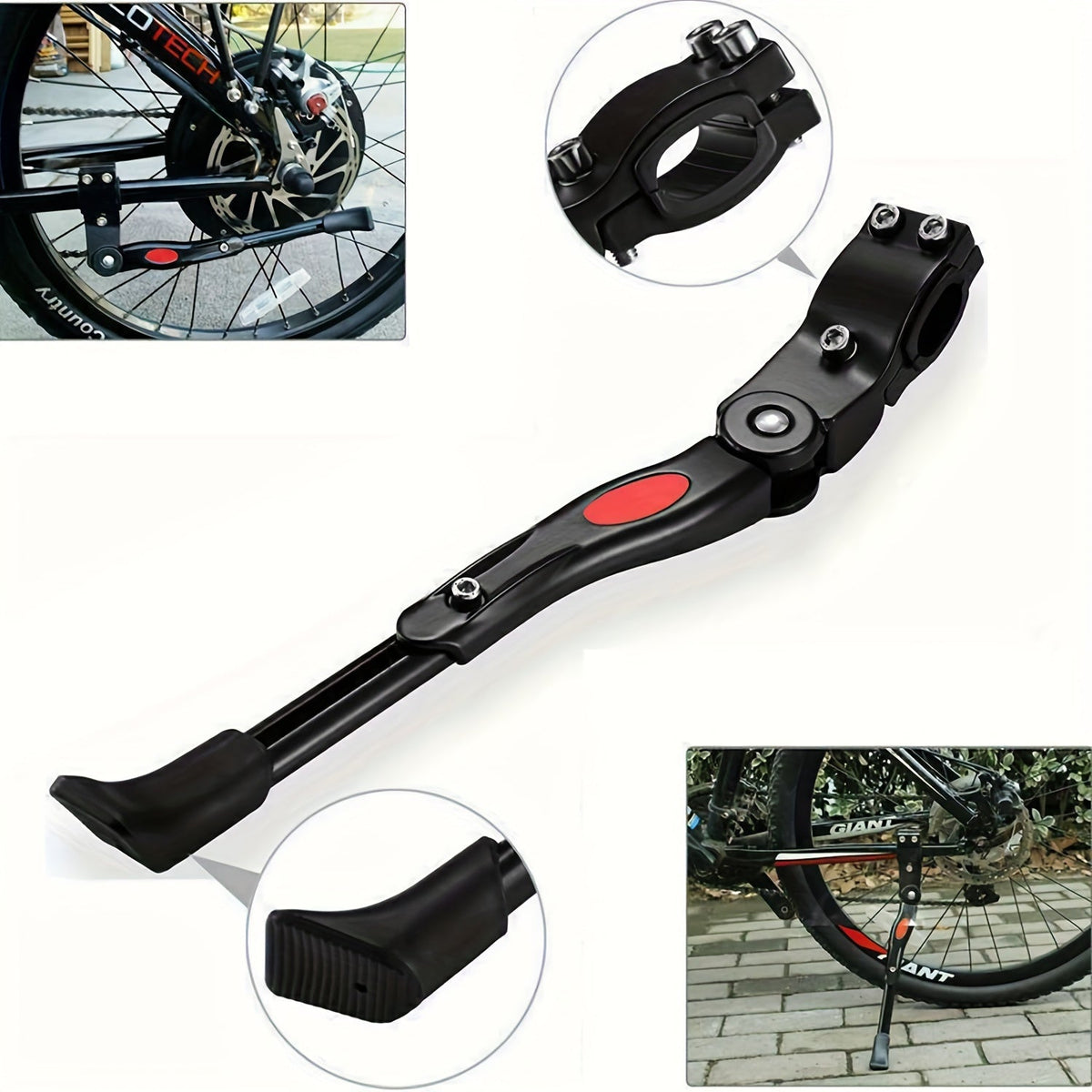 Adjustable Bicycle Kickstand Side Mount Parking Stand for Road Bikes Mountain Bikes Hybrid Bikes Stability Support 12.9-14.9 Inch Height