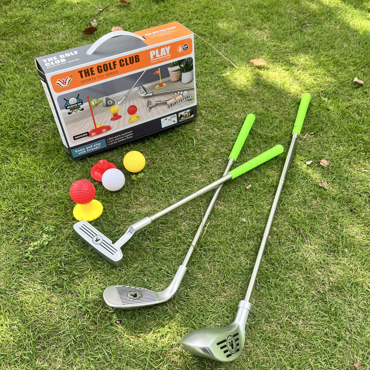 Kids Golf Set with Adjustable Clubs & Targets for Active Indoor Outdoor Play Ages 3-8 | Complete Starter Kit with Balls & Bases for Motor