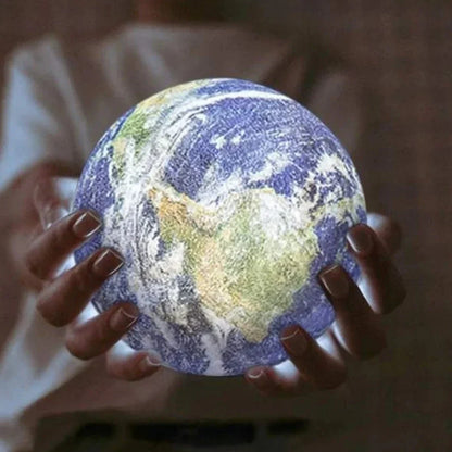 3D Printed Globe Night Light with Remote Control – Rechargeable LED Sphere Lamp for Bedroom, Office & Living Room Decor