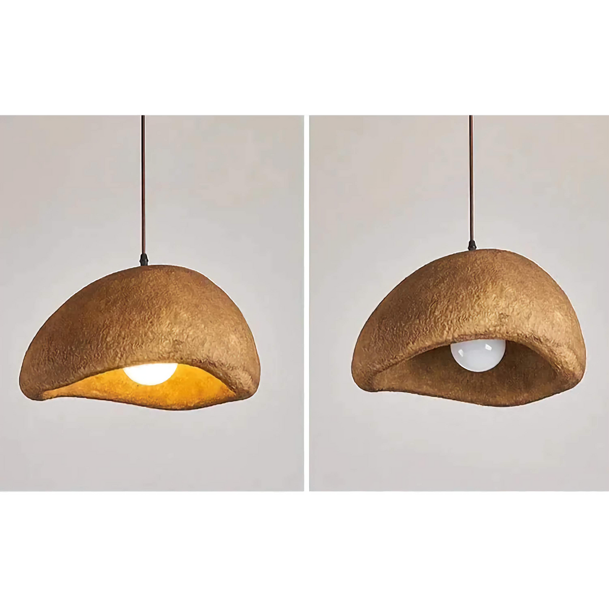 Sculpted Resin Hanging Fixture E27 Socket Brown Japandi Style for Kitchen Island Dining Table Bedroom Overhead Lighting Minimalist Decor