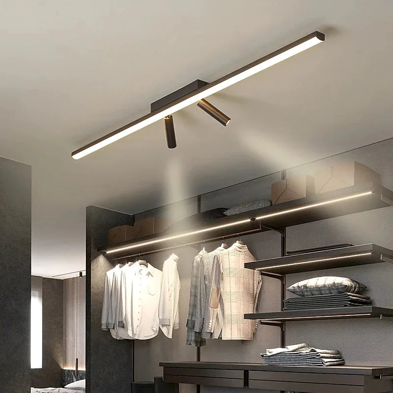 Track Spotlight Bar Ceiling Fixture Black Metal Directional Adjustable Heads Indoor Room LED 31.5 Inch 39.5 Inch Modern Minimalist Versatile