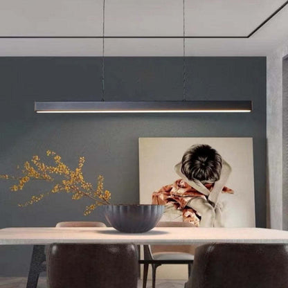 Sleek Overhead LED Bar Light Metal Frame Acrylic Diffuser Adjustable Height Dining Room Kitchen Island
