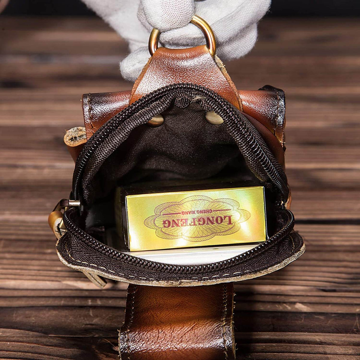 Leather Belt Bag for Men – Full-Grain Cowhide Waist Pack with Adjustable Strap, Magnetic Clasp & Zippered Compartments for Travel, Hiking
