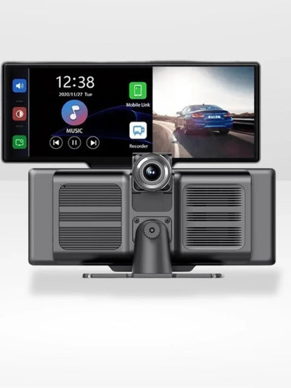 10.26-Inch Touchscreen CarPlay Display with Built-In Dash Cam for iPhone & Android | Wireless Bluetooth GPS Navigation Screen | HD Front