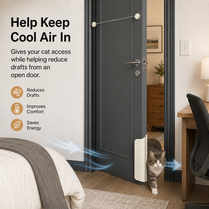 Ortekor No-Drill Cat Door Alternative for Litter Rooms & Bedrooms – Helps Cats Pass Through Without Leaving Doors Wide Open