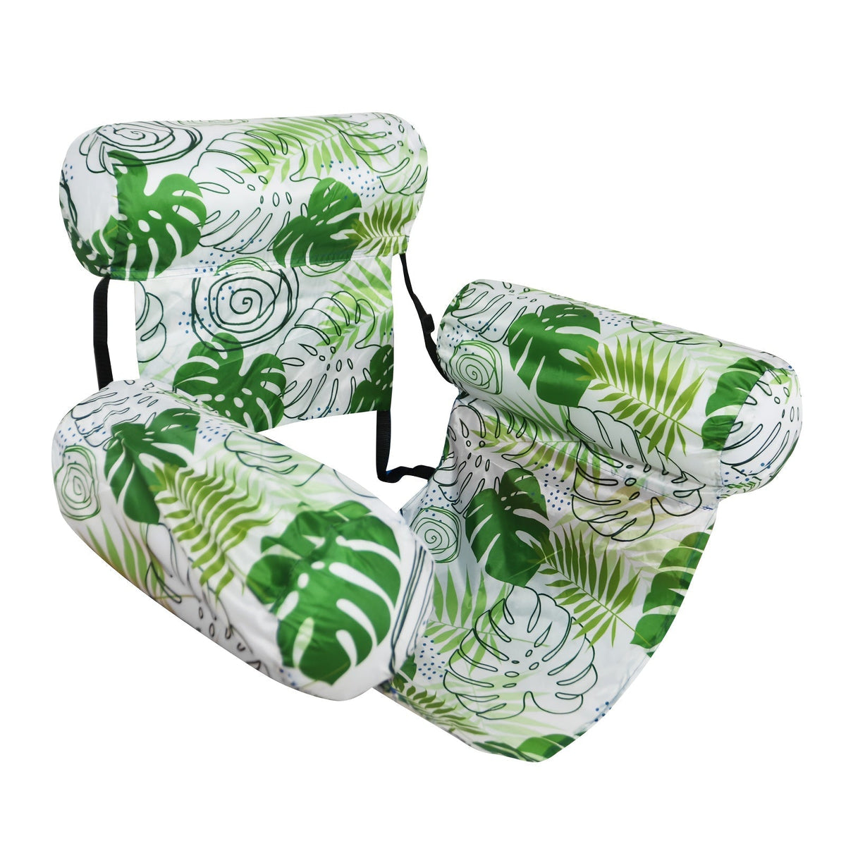 Inflatable Swimming Hammock Float for Adults – Mesh Pool Lounger with Tropical Leaf Print for Lakes, Beaches & Backyard Pools