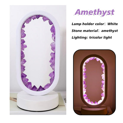 Amethyst Crystal Accent Lamp 8 Inch Purple Glow for Nightstands Meditation Rooms Yoga Spaces Handcrafted Gemstone Light E14 Socket 10W Max B