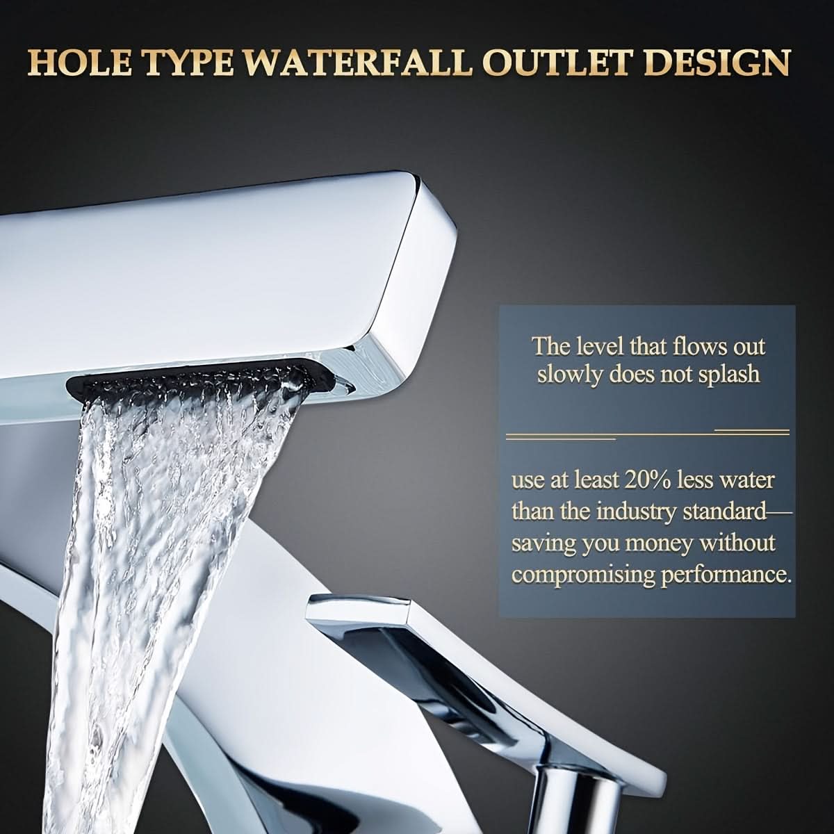 Single-Hole Waterfall Sink Faucet – 304 Stainless Steel Basin Mixer Tap for Modern Bathroom Vanities & Vessel Sinks