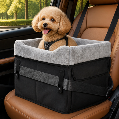 Ortekor Washable Foldable Elevated Booster Dog Car Seat (With Storage Bag)