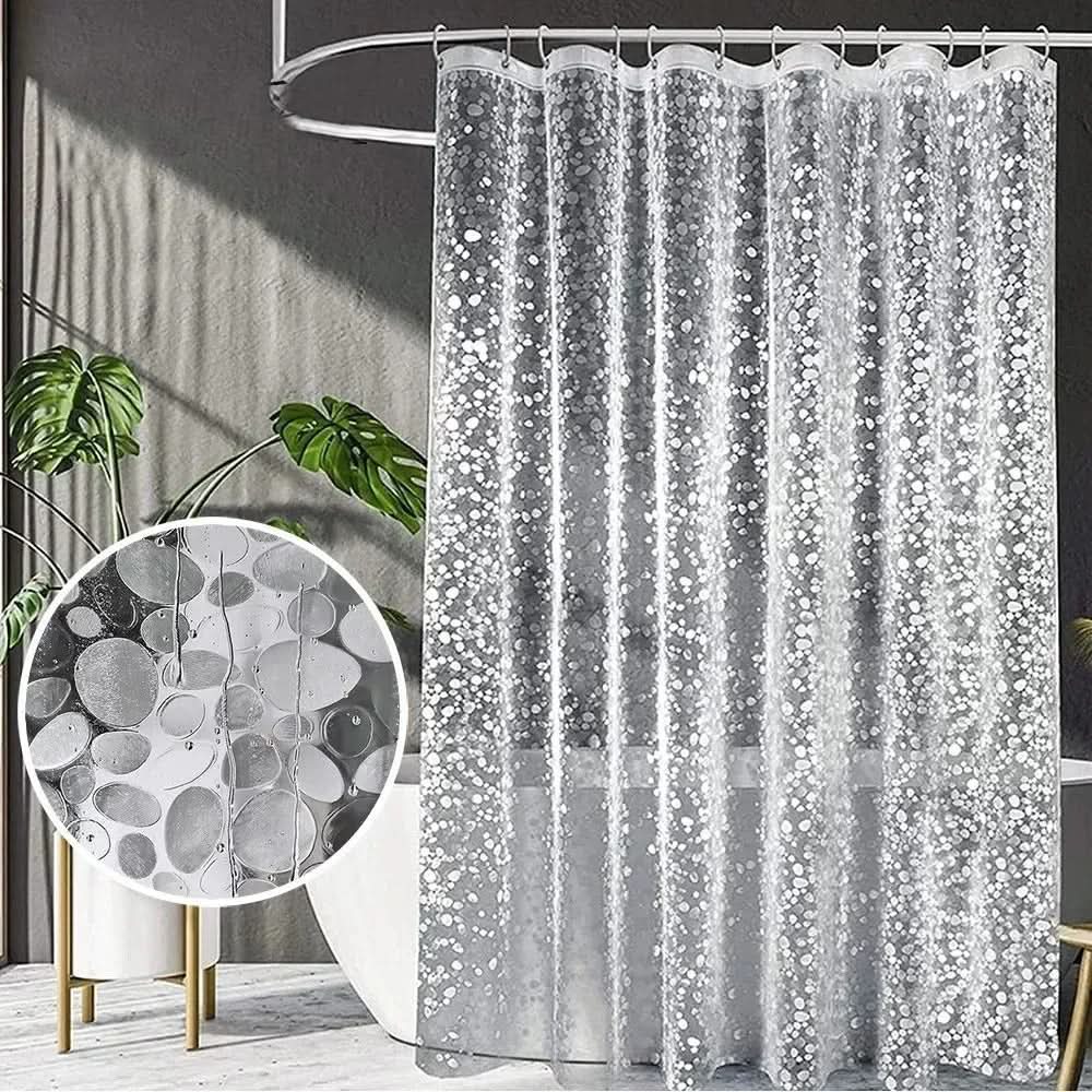 CLEARFLOW – Rideau de douche imperméable transparent motif galets