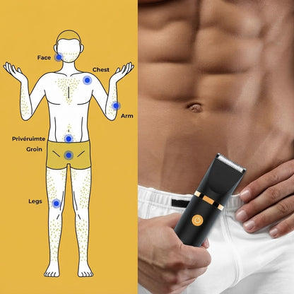 All-in-One Electric Body Groomer for Men – Cordless Full Body Hair Trimmer with Waterproof Design & Multiple Attachments for Face, Body &