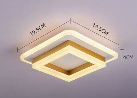 Plafonnier LED carré encastré de 19,6 cm, noir et doré, luminaire géométrique moderne pour chambre, couloir, bureau, entrée, cadre superposé, profil bas