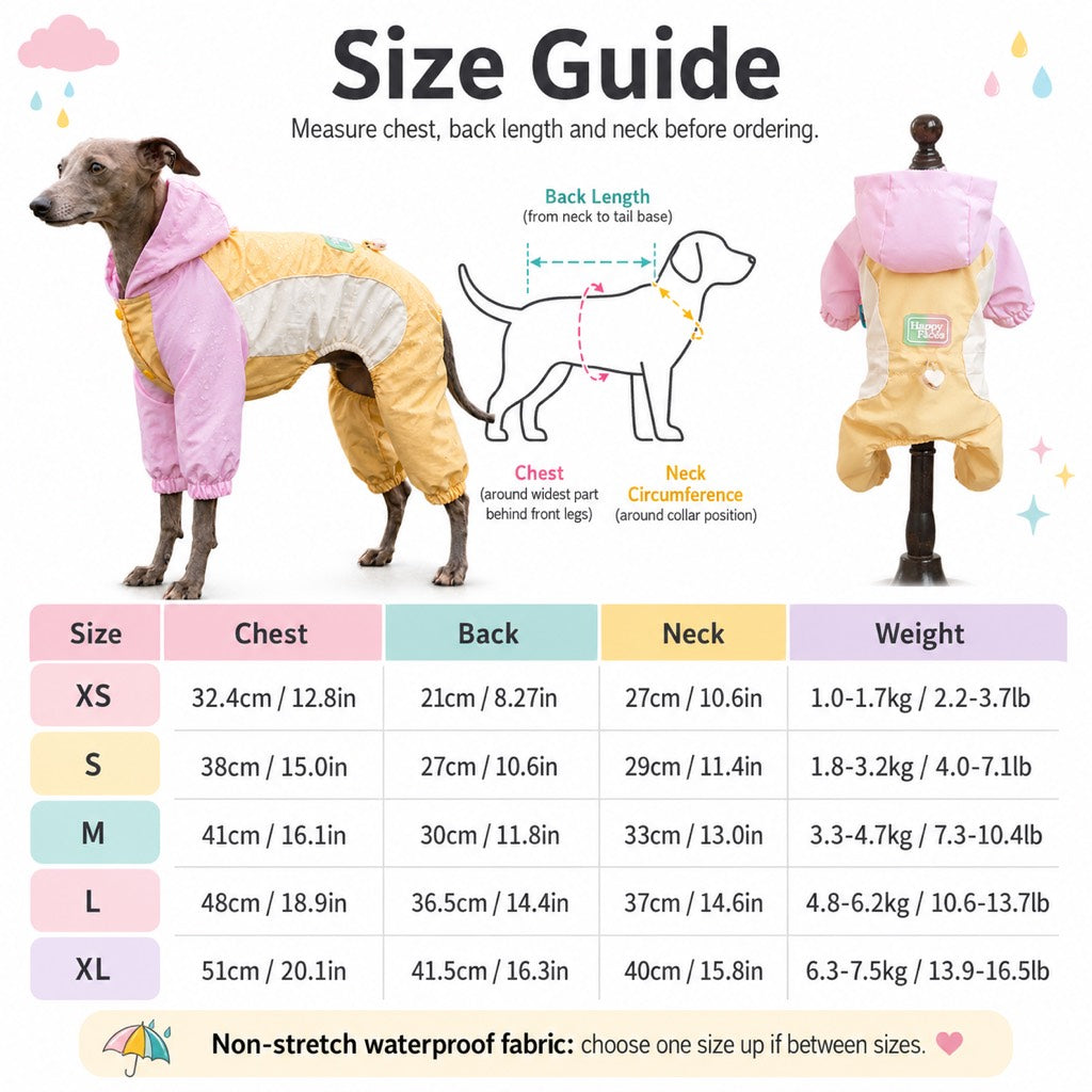 Ortekor Waterproof Dog Rain Suit for Rainy Walks - Full-Body Mud & Splash Protection