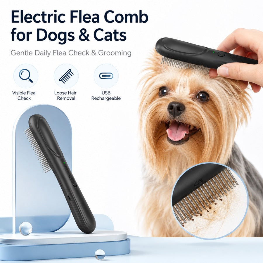 Ortekor Electric Flea Comb for Dogs & Cats – At-Home Flea Check & Loose Hair Grooming Without Sprays