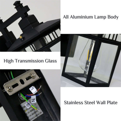 Outdoor Wall Sconce Aluminum Weather-Resistant Lantern for Porch Patio Garden Entryway Exterior Lighting 110V-240V E27 Socket
