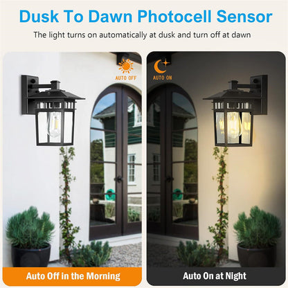 Outdoor Wall Sconce Aluminum Weather-Resistant Lantern for Porch Patio Garden Entryway Exterior Lighting 110V-240V E27 Socket