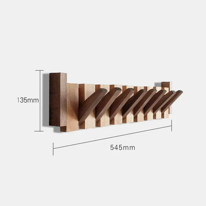 Wall-Mounted Wooden Coat Rack with Flip-Up Hooks for Entryway Hallway Bedroom Office Foyer Storage Organizer
