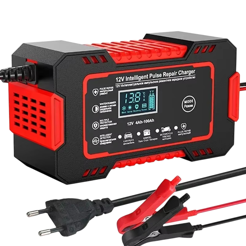 12V Smart Automatic Battery Charger with Pulse Repair & Winter Mode for Cars & Motorcycles