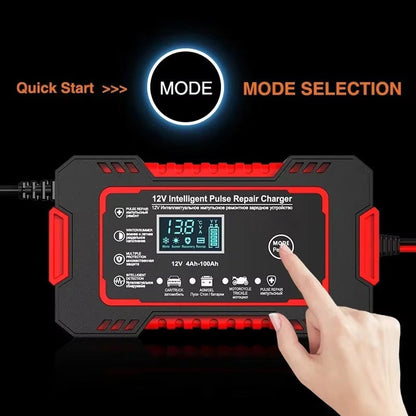 12V 6A Smart Battery Maintainer with Pulse Repair & Auto Shutoff for Cars, Motorcycles & SUVs