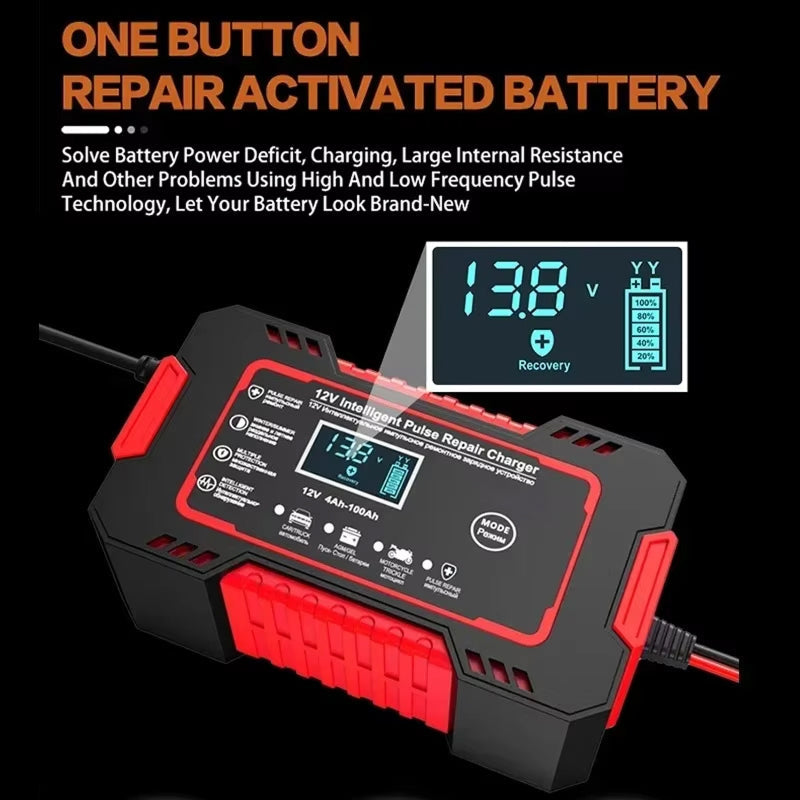 12V 6A Smart Battery Maintainer with Pulse Repair & Auto Shutoff for Cars, Motorcycles & SUVs