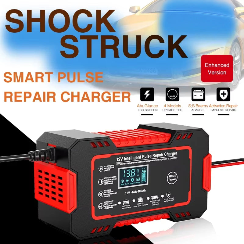 12V 6A Smart Battery Maintainer with Pulse Repair & Auto Shutoff for Cars, Motorcycles & SUVs