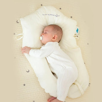 Baby Sleep Cushion with Contoured Head Cradle and Cinchable Side Bolsters for Newborns to Toddlers