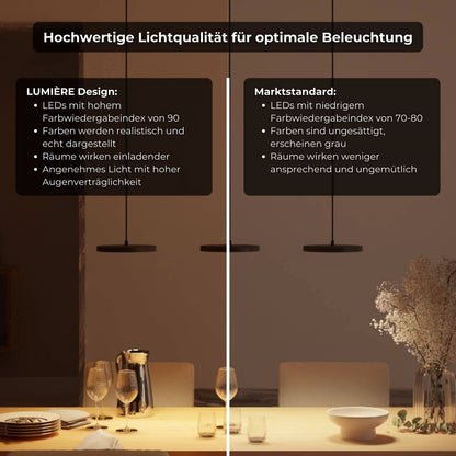 Adjustable Multi-Light LED Ceiling Fixture for Dining Room & Kitchen Island – Black Aluminum Suspended Lamp with Dimmable Color Temperature