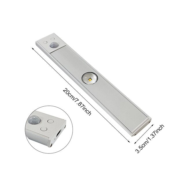 Rechargeable Motion-Sensor LED Under Cabinet Light Bar – 12 in, Dimmable, 3 Color Temps – Wireless Closet & Kitchen Lighting