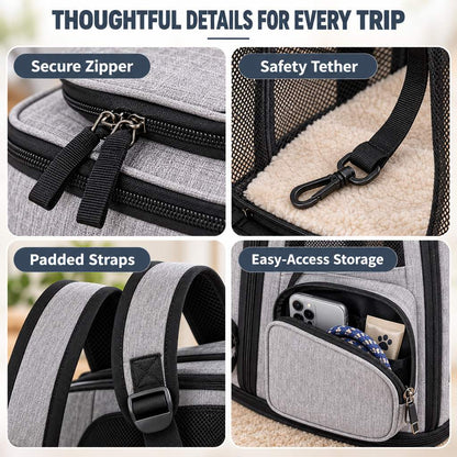 Ortekor Expandable Pet Carrier Backpack for Cats & Small Dogs - Breathable Mesh Travel Backpack with Extra Rest Space for Trips & Vet Visits