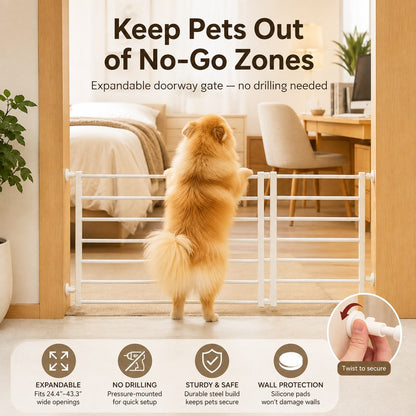 Ortekor No-Drill Expandable Pet Gate for Doorways - Adjustable Indoor Barrier for Small Dogs