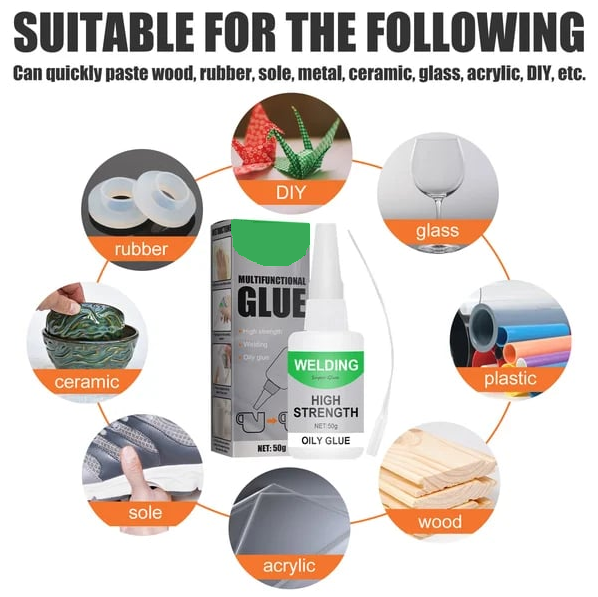 Industrial-Strength Multi-Surface Adhesive for Metal, Wood, Ceramic & Plastic | Fast-Bonding Transparent Repair Glue for Home Workshops, DIY
