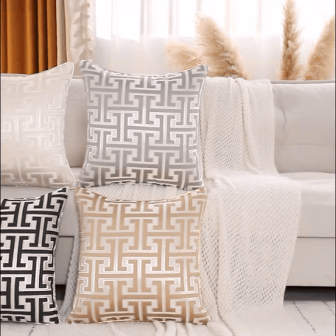 Glimmer Cushion Cover - Chenille and Velvet, Elegant Design for Sofa and Couch