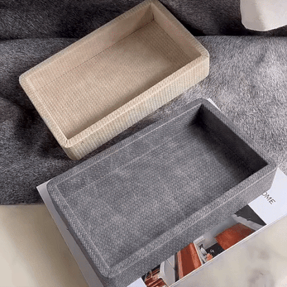 Creston Desk Organiser Tray - Croc-Textured Wood, Elegant Storage for Essentials