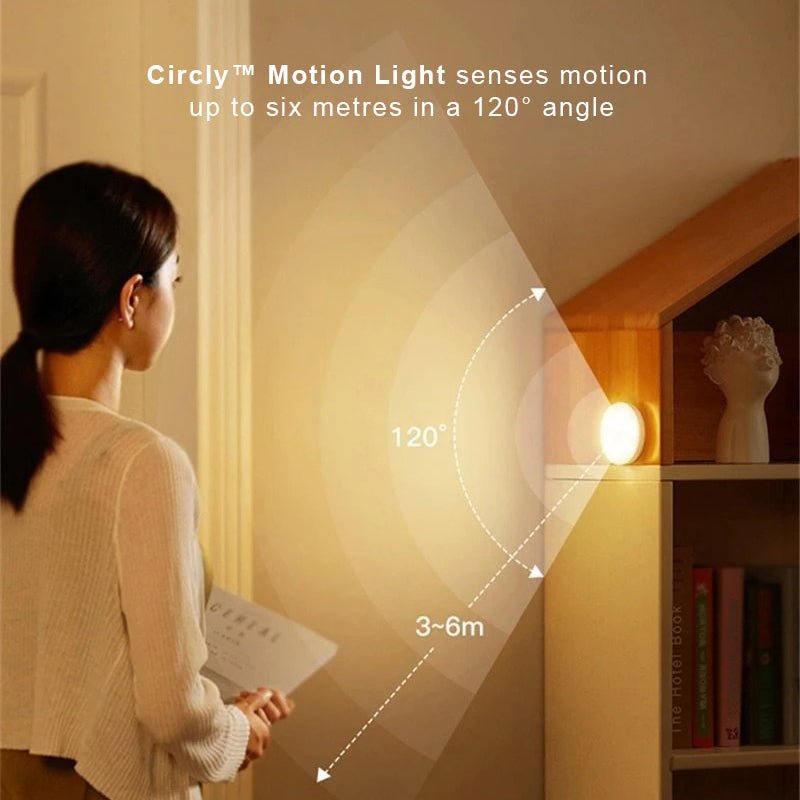 USB Rechargeable Motion Sensor Night Light – Round 3-Inch Puck Light for Closets, Hallways & Stairs – Auto On/Off Sensor Lamp – Battery