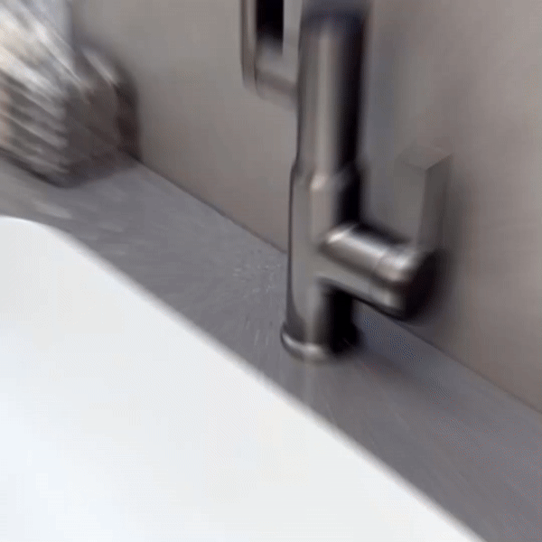 Rotating Sink Tap with Digital Temp Readout – 12-Inch Adjustable Spout, Full Swivel for Double Basins & Oversized Cookware