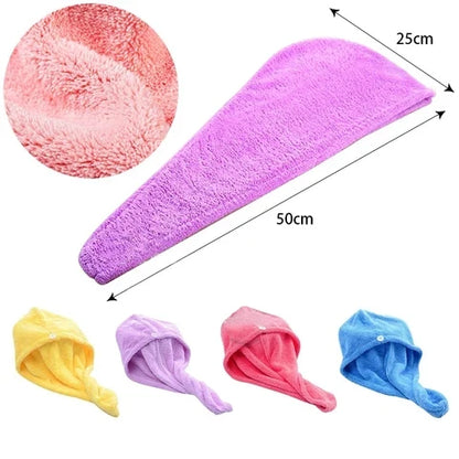 Serviette pour cheveux en microfibre ultra-absorbante avec bouton de fermeture