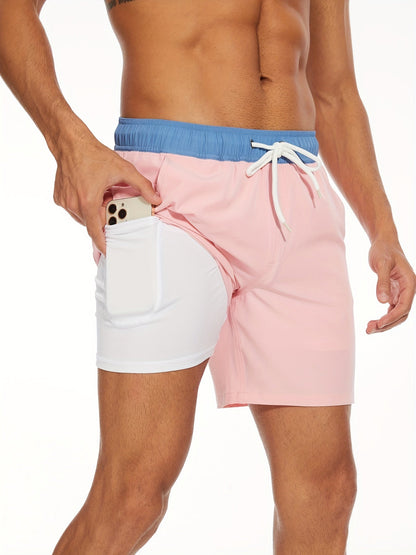 Men's Quick-Dry Swim Trunks with Phone Pocket | Stretch Board Shorts for Beach & Pool | Athletic Leisure Swimwear