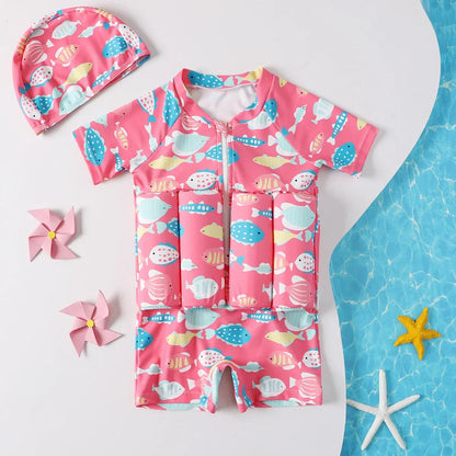 Kids Buoyancy Swimsuit with Removable Floats – Learn to Swim with UV Protection & Full Mobility