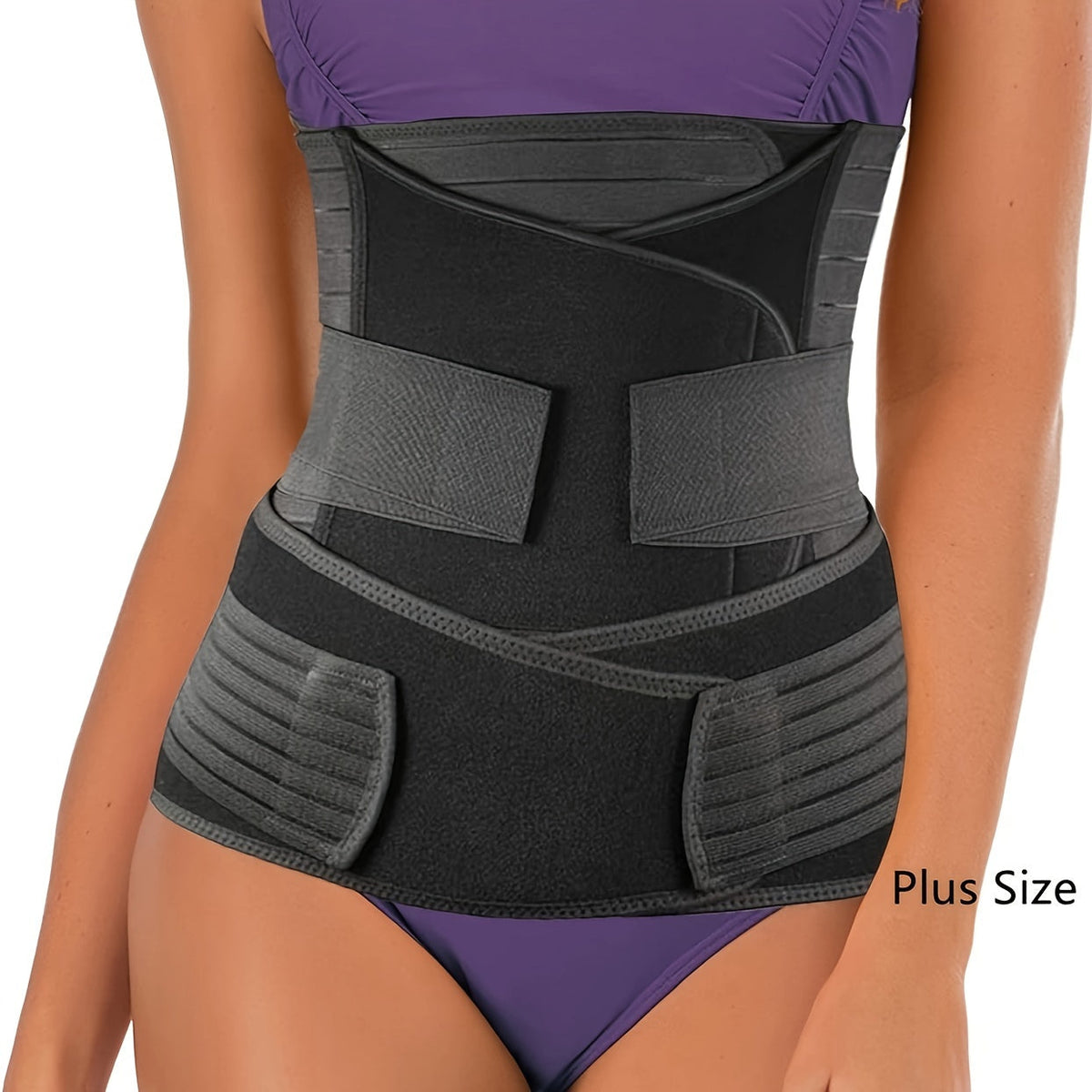 Postpartum Recovery Belly Wrap 3-Piece Support System for Abdomen Waist & Pelvis After Delivery Adjustable Compression Band for C-Section