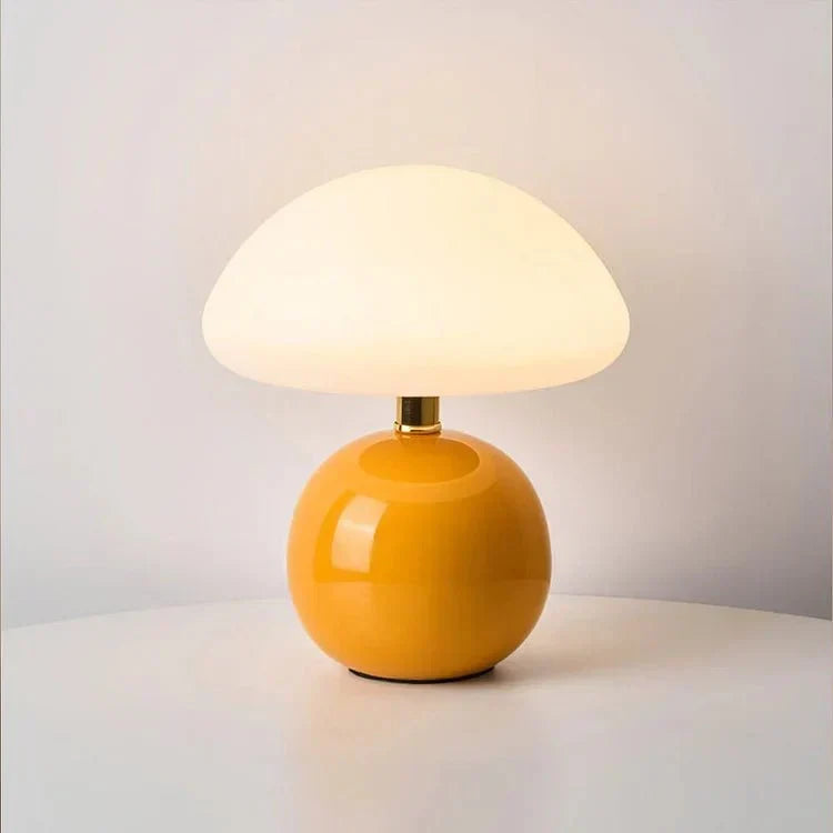 Ceramic Mushroom Table Lamp with 3-Color LED Light for Bedroom, Living Room & Nursery Decor