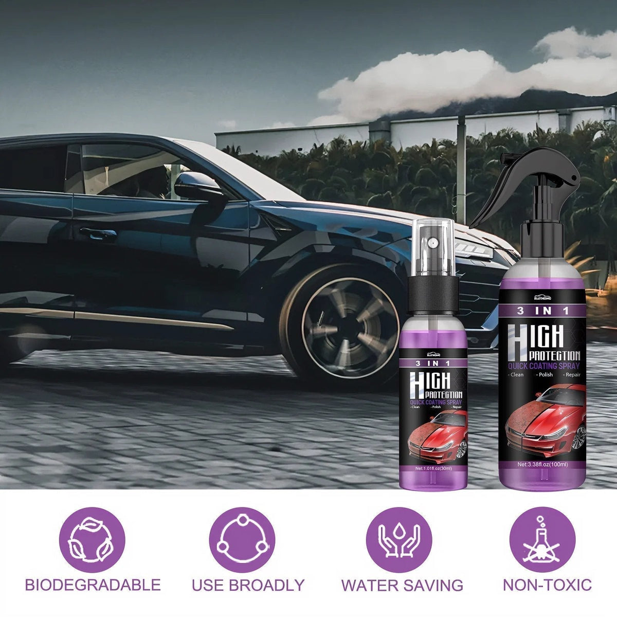 Ceramic Auto Detail Spray – Nano Coating for Car Paint Protection & Gloss Restoration