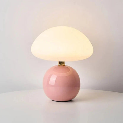 Ceramic Mushroom Table Lamp with 3-Color LED Light for Bedroom, Living Room & Nursery Decor
