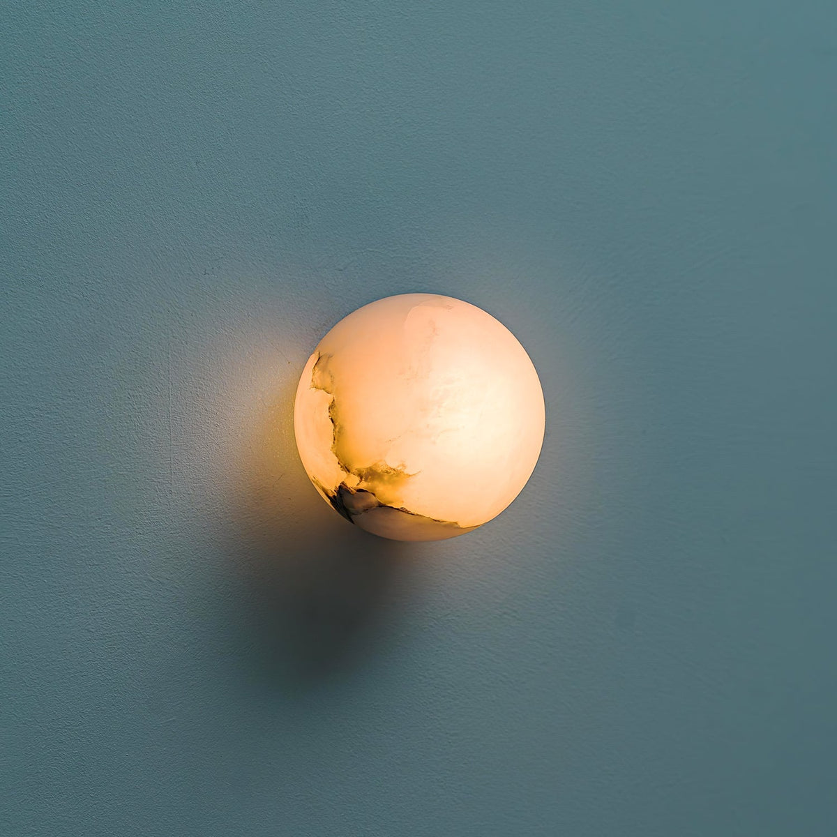 Compact Alabaster Sconce 5 in Globe Natural Stone Diffuser Modern Minimalist Lighting for Bedroom Hallway Entryway Accent Wall Mount Fixture