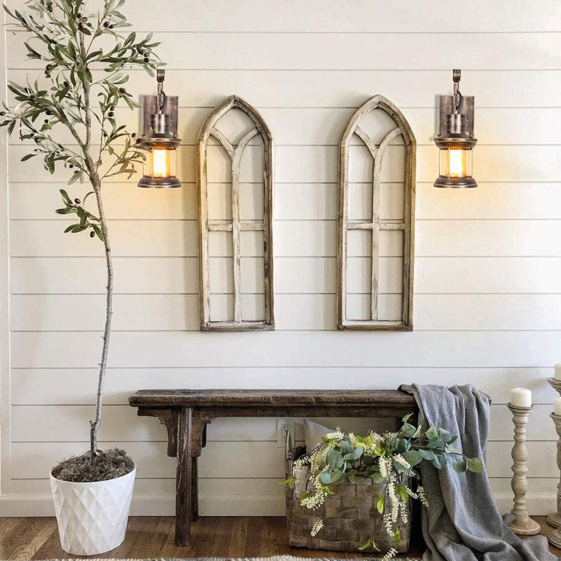 Industrial Metal Wall Sconce E27 Socket for Bedroom Living Room Hallway | Vintage Pipe Fixture Hardwired Indoor Lighting