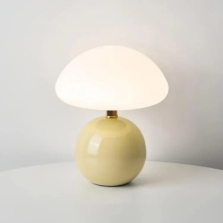 Ceramic Mushroom Table Lamp with 3-Color LED Light for Bedroom, Living Room & Nursery Decor