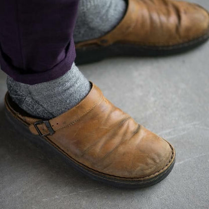 Genuine Leather Slip-On Clogs for Men – All-Day Comfort, Open-Back Design for Work & Casual Wear