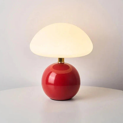 Ceramic Mushroom Table Lamp with 3-Color LED Light for Bedroom, Living Room & Nursery Decor